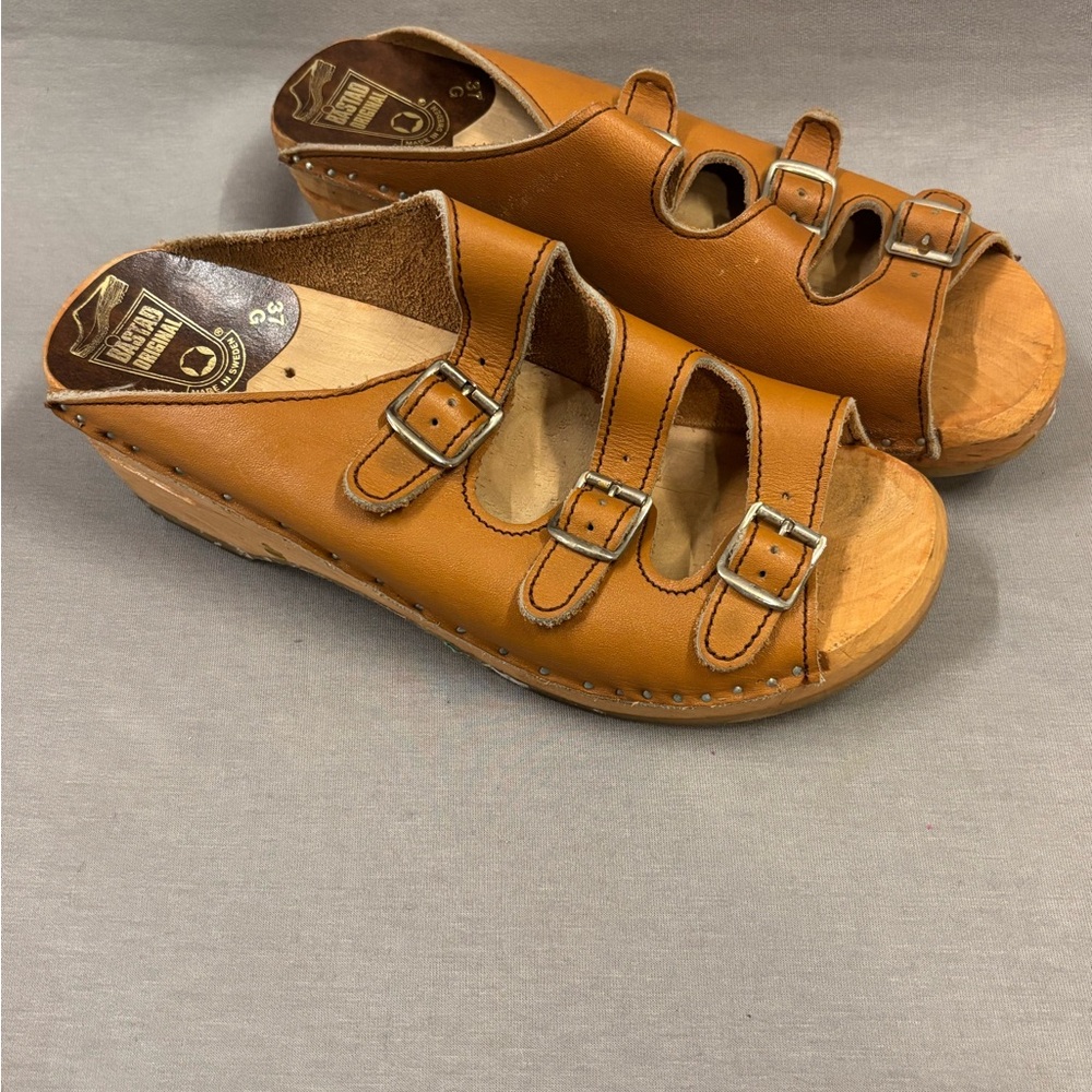 Bastad original Tofeln Brown  Leather Sandals with Buckle Straps Womens 37